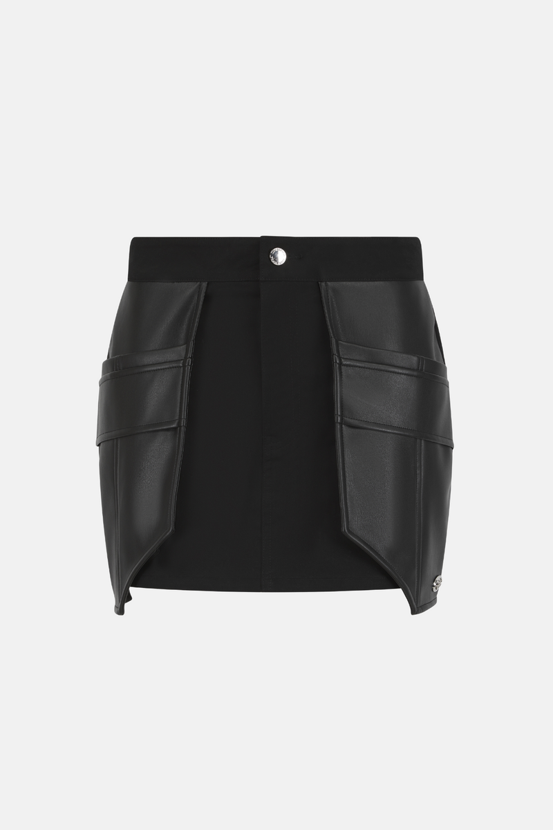 Black Contrast Pocket Mini Skirt