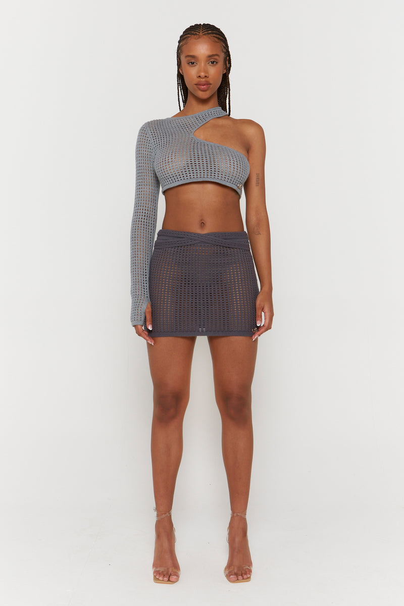 Charcoal Knitted Mini Skirt