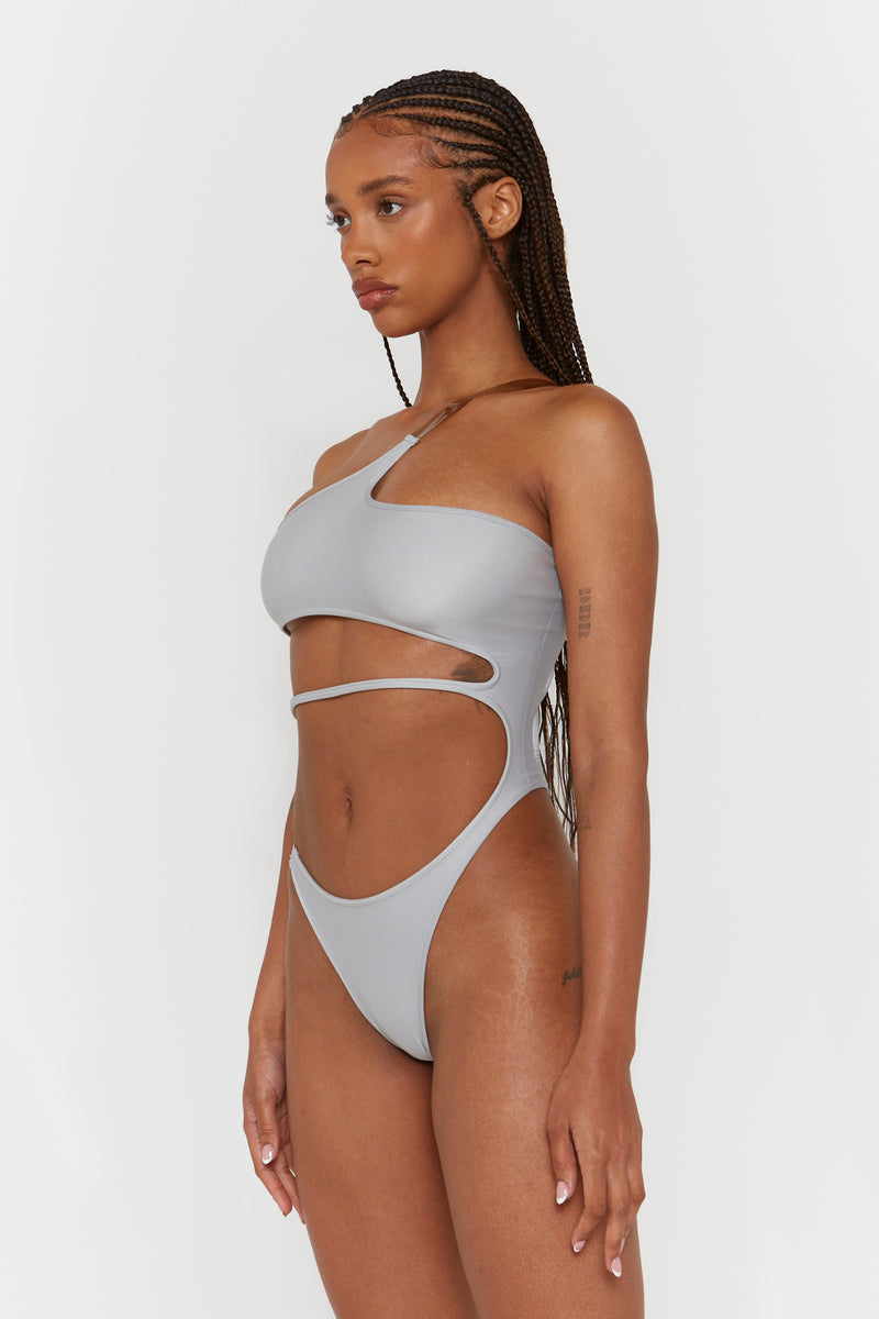 Light Grey Clear Strap Swimsuit