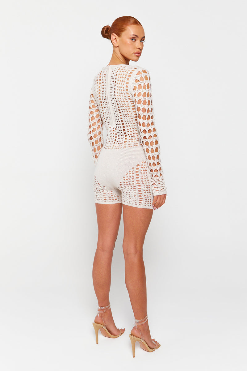 Stone Overlay Knit Playsuit