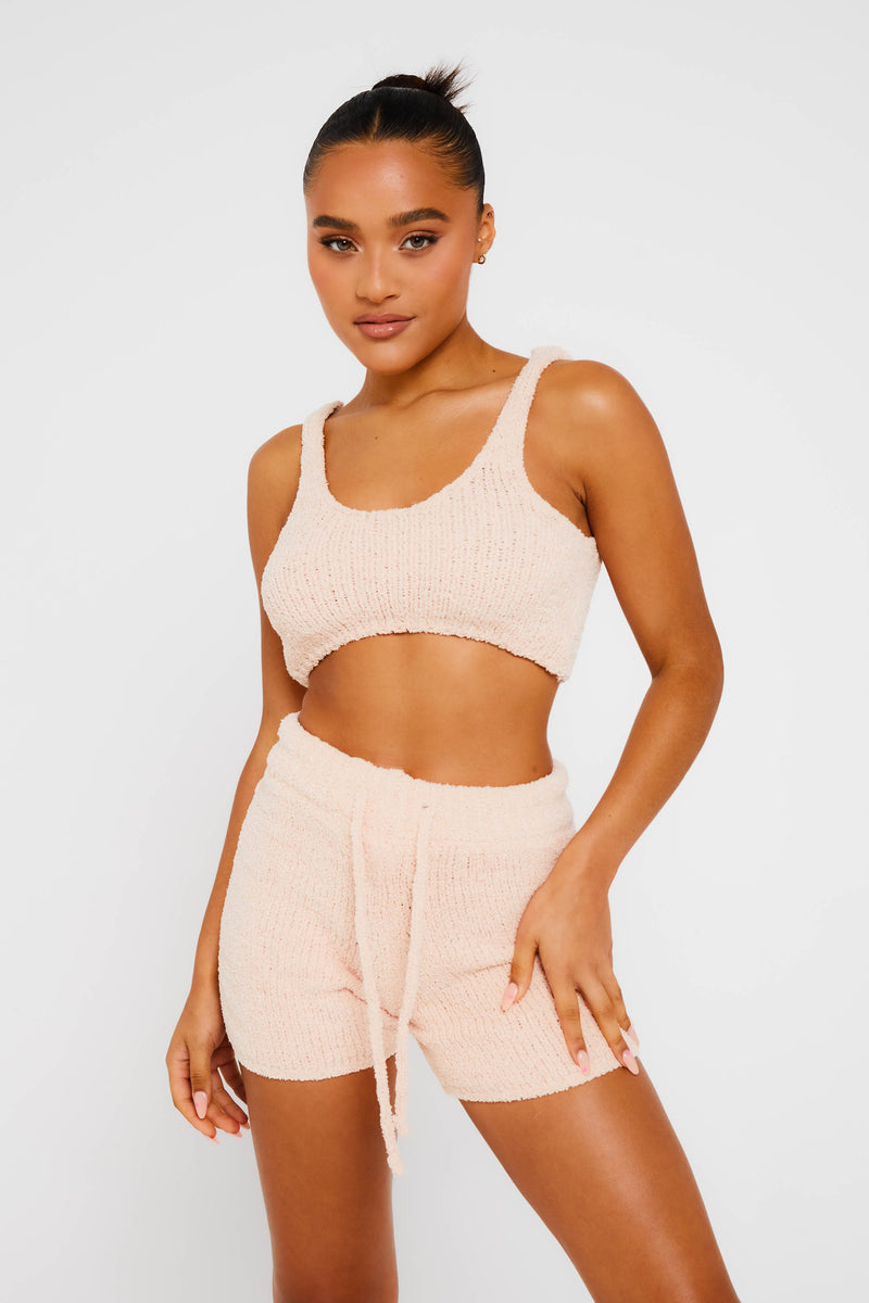 Pink Premium Soft Knit Drawstring Shorts