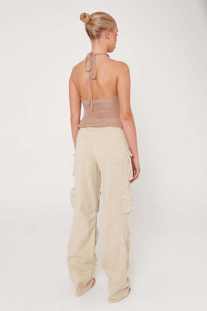 Stone Cut Out Knit Top