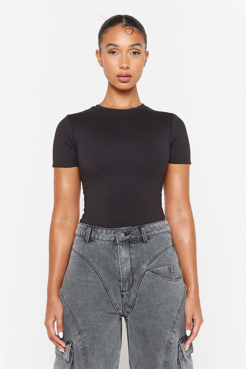 Black Organic Cotton Essential T Shirt Bodysuit