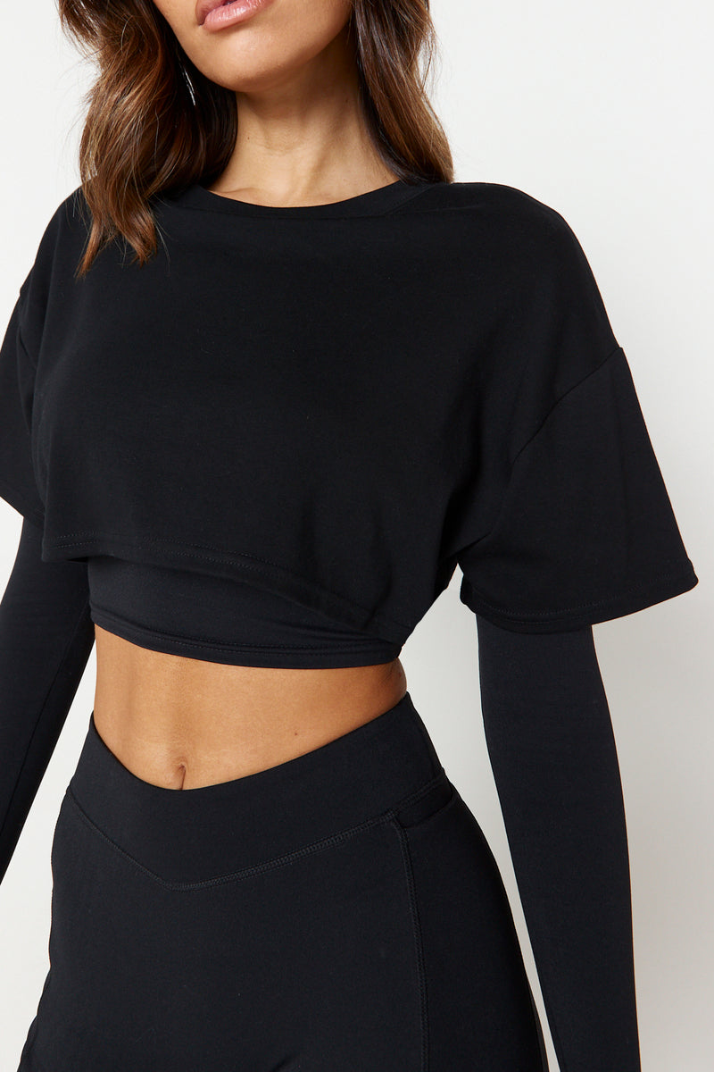 black-active-double-layered-top