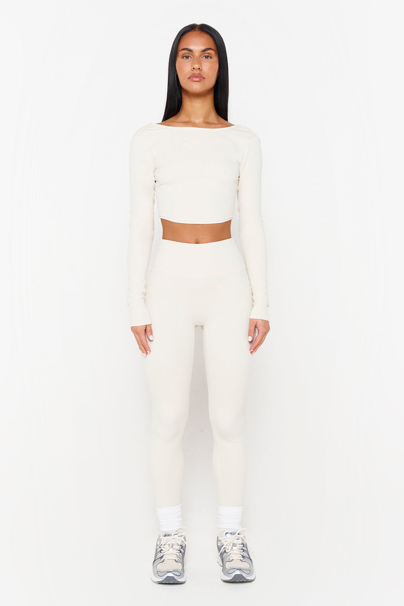 Chai Recycled Open Back Long Sleeve Top