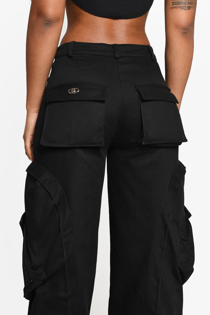 Black Zip Detail Cargo Pant