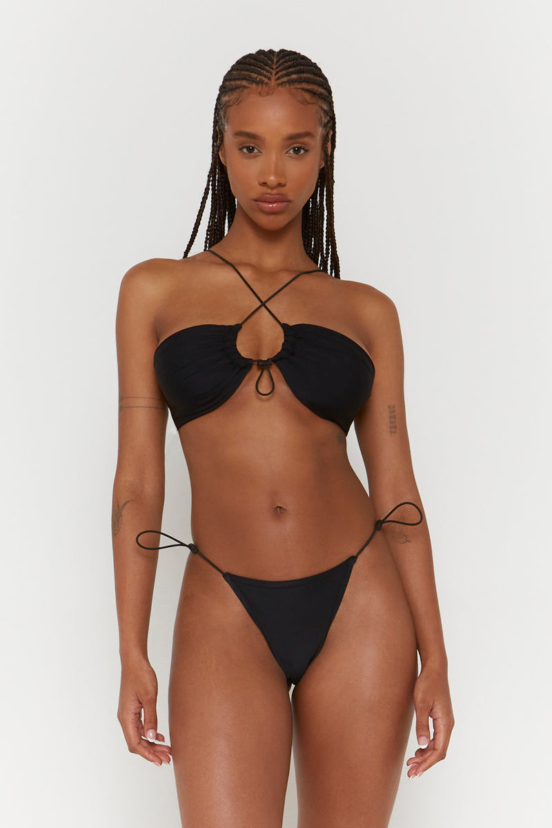 Black Bungee Toggle Bikini Top