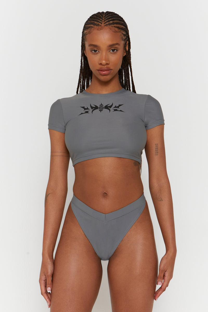 Charcoal Graphic Bikini Top