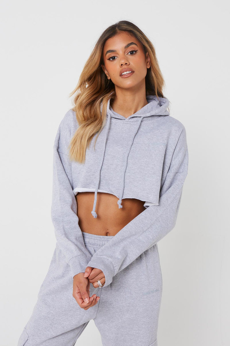 Grey "Luxe To Kill" Cropped Hoodie