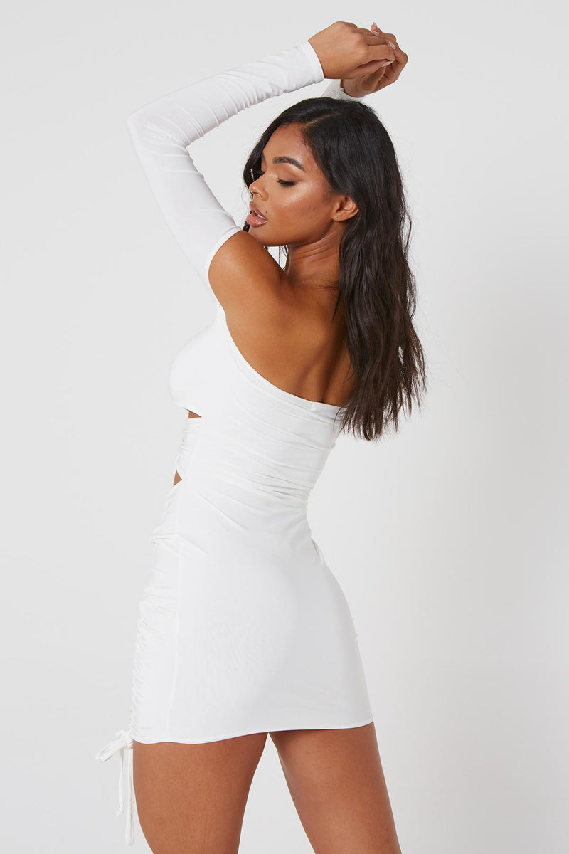 White Cut Out Long Sleeve Dress