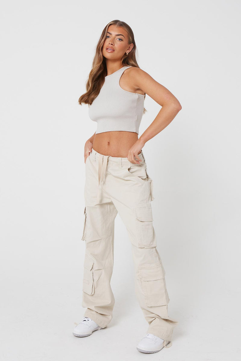 Stone Ribbed Heavyweight Crop Top