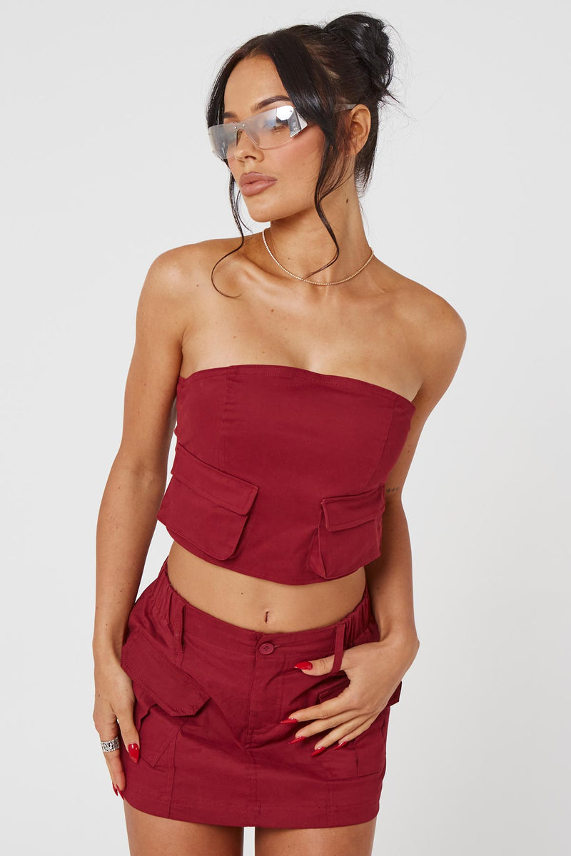 Cherry Red Utility Bandeau Top