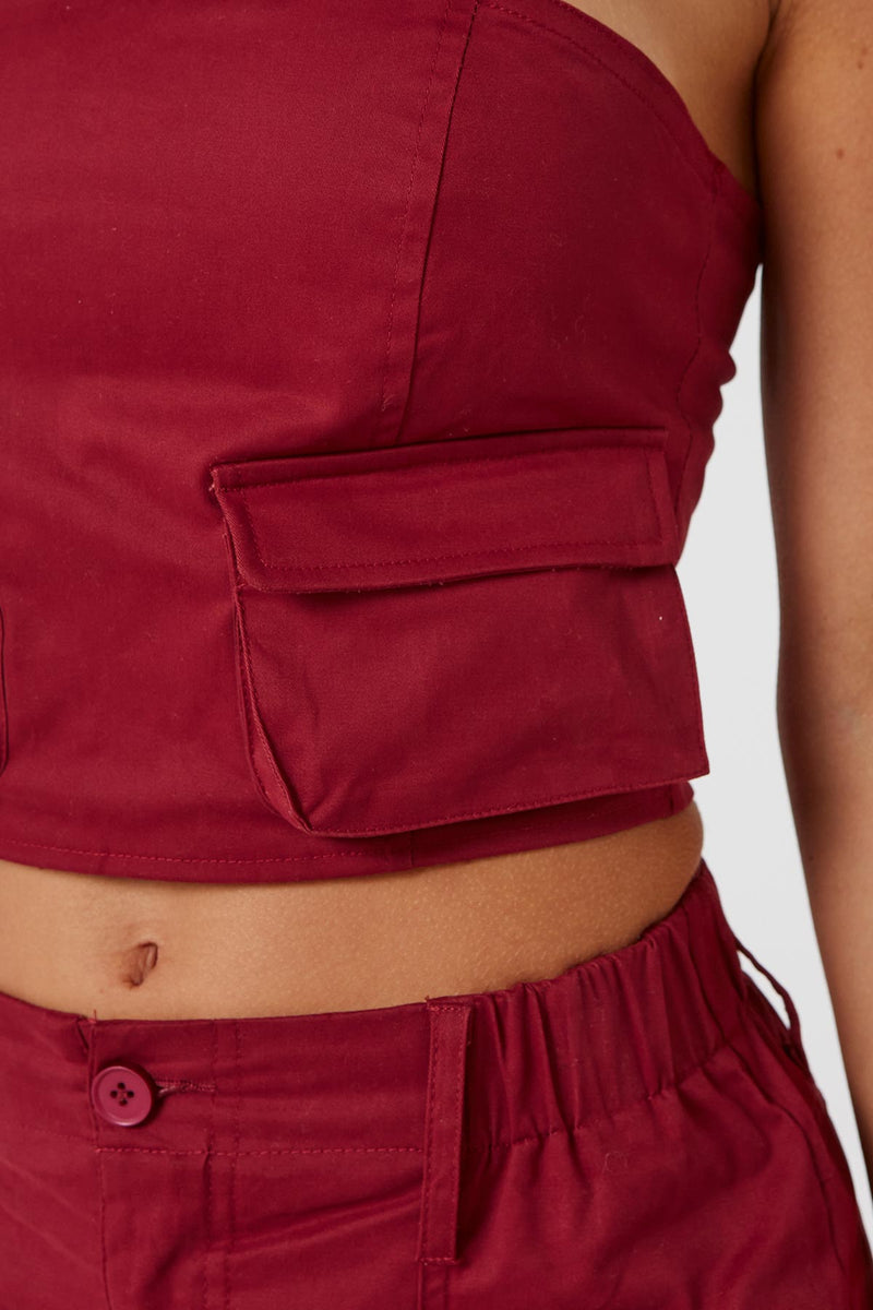 Cherry Red Utility Bandeau Top