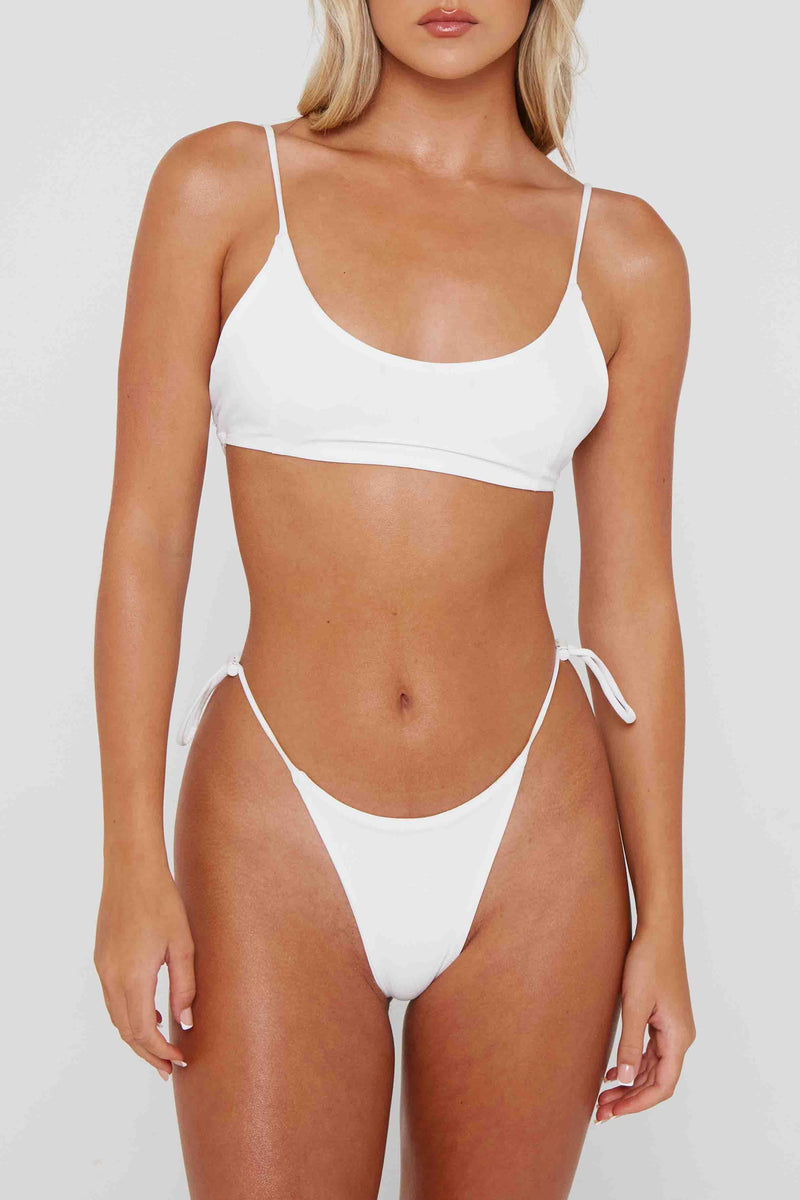 White Toggle Bikini Bottom
