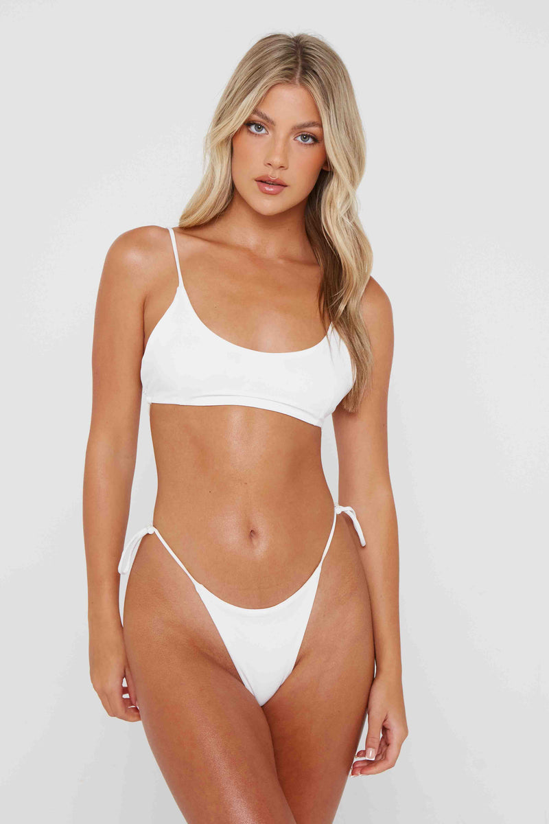 White Toggle Bikini Bottom