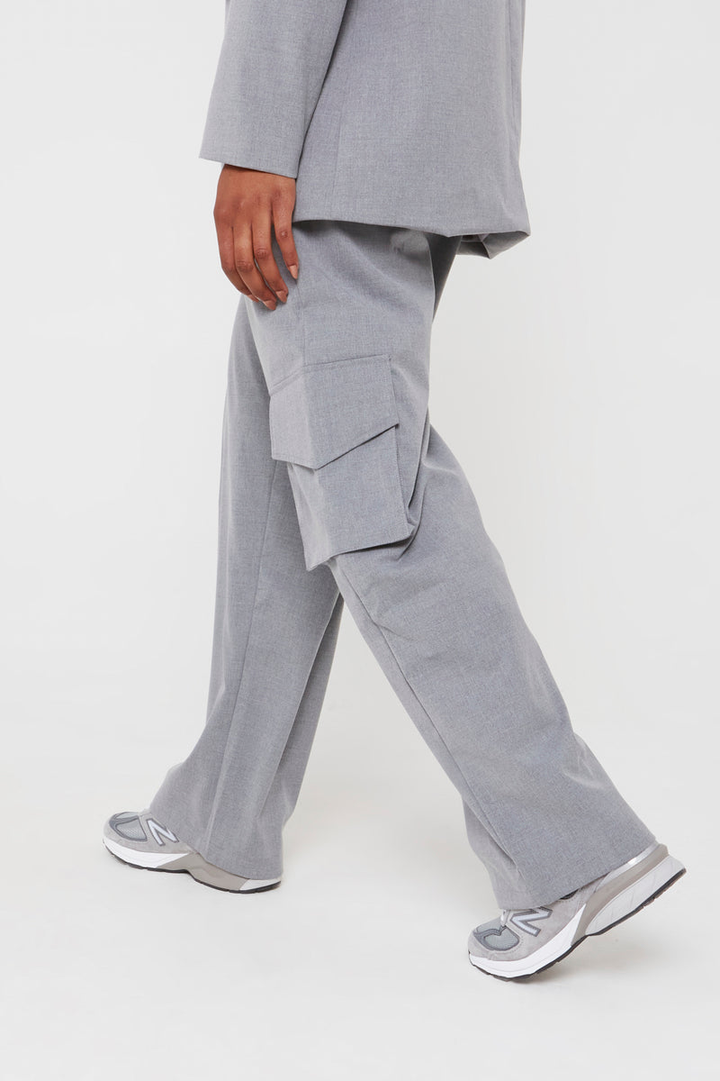 Grey Formal Tailored Cargo Pants