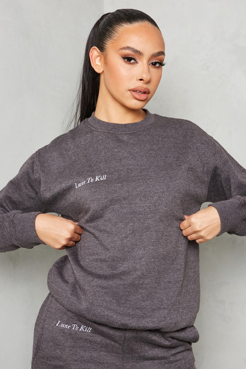 Charcoal Grey "LTK" Embroidered Sweatshirt