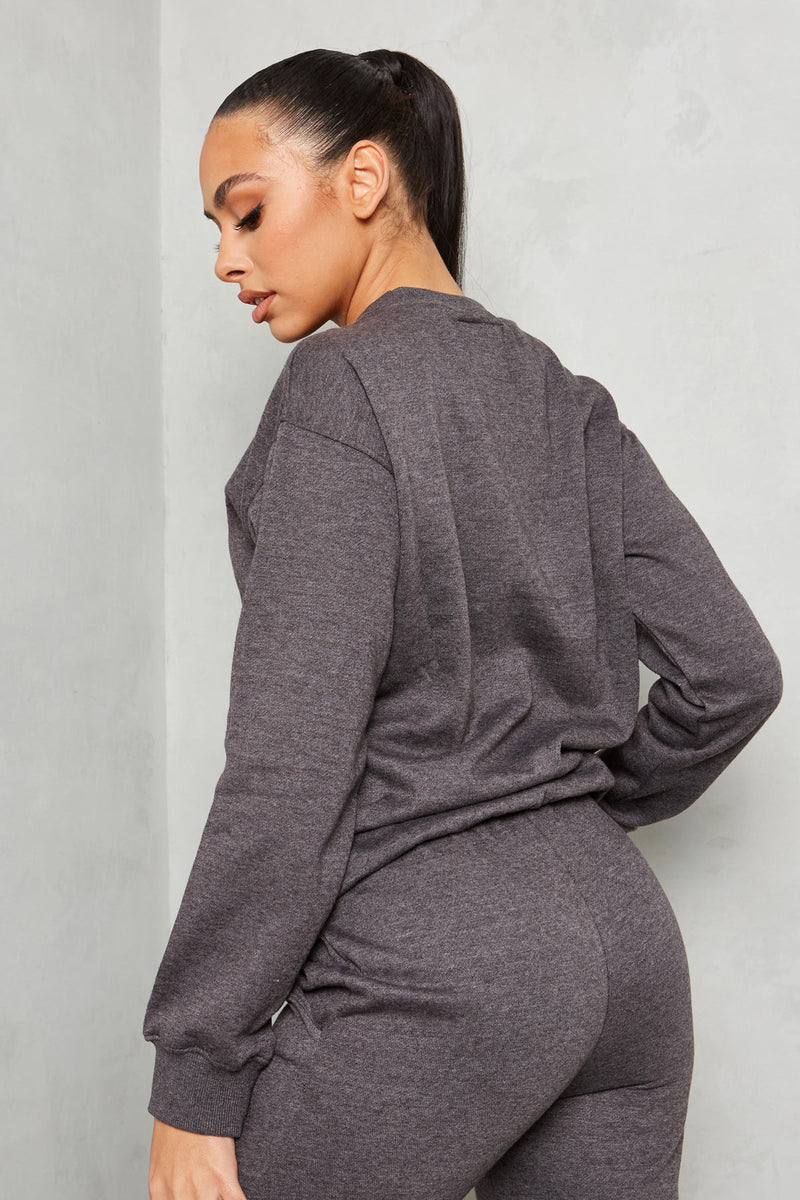 Charcoal Grey "LTK" Embroidered Sweatshirt