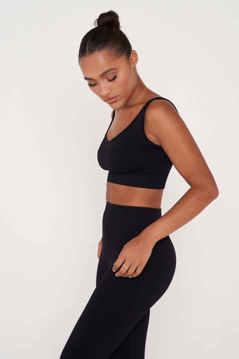 Black Recycled Plunge Top