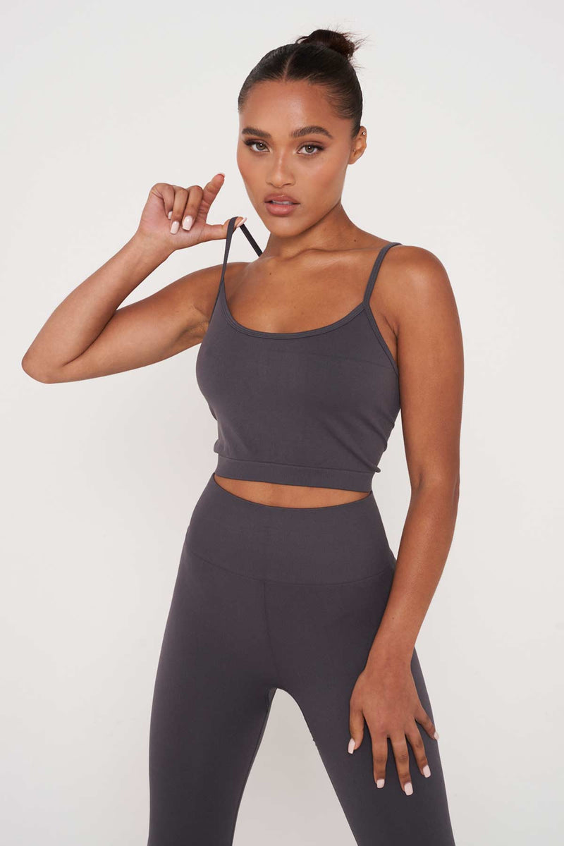 Slate Recycled Square Scoop Crop Top