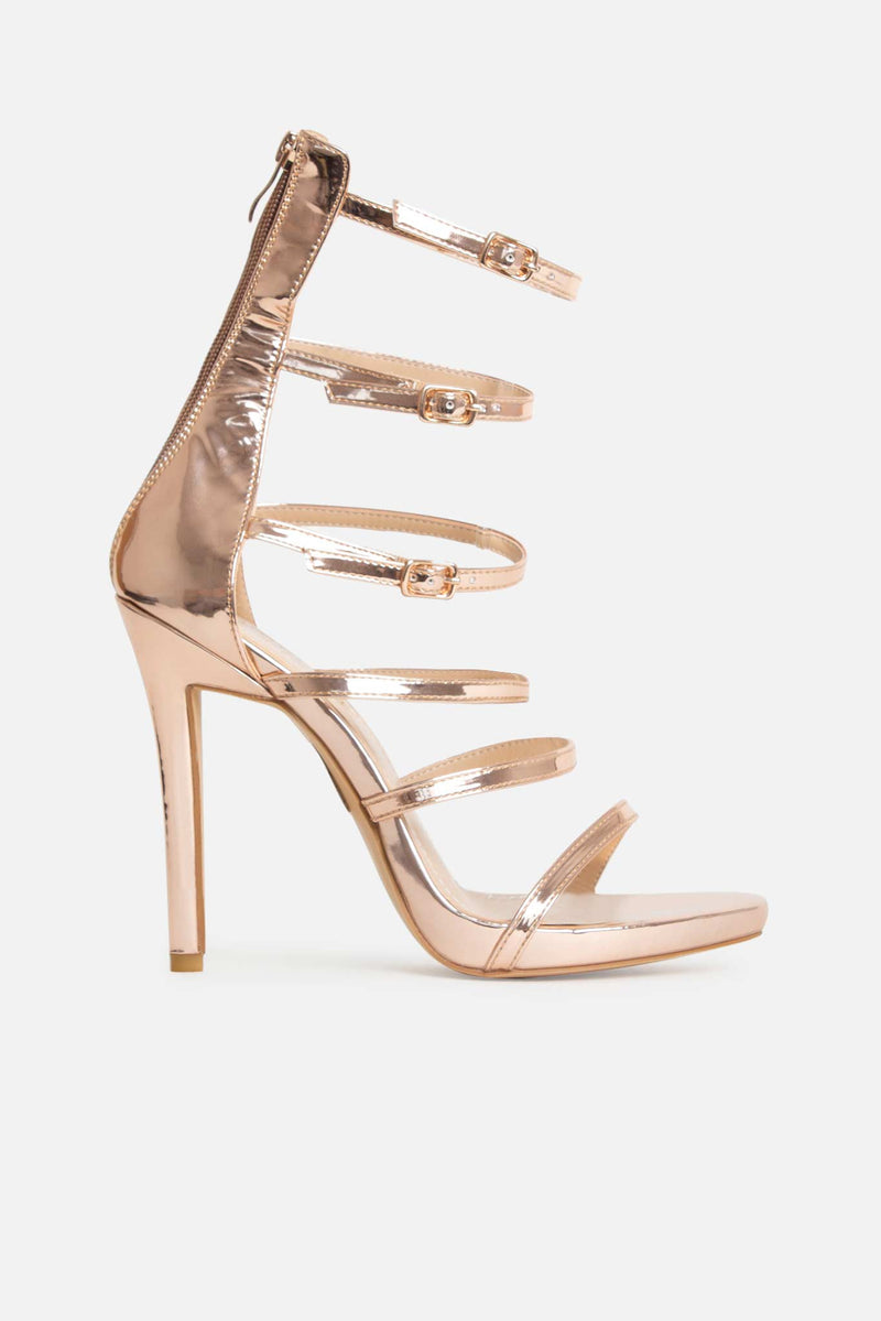 Aria Platform Heels in Rose Gold Vegan Leather