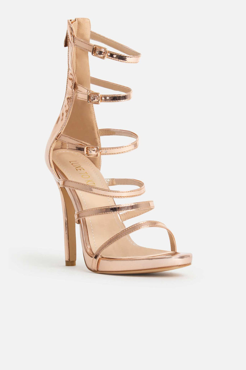 Aria Platform Heels in Rose Gold Vegan Leather
