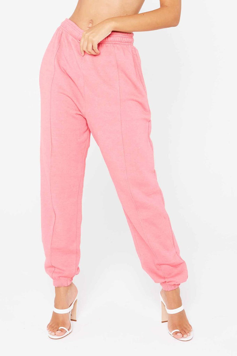 Rose Pink Seam Front Joggers