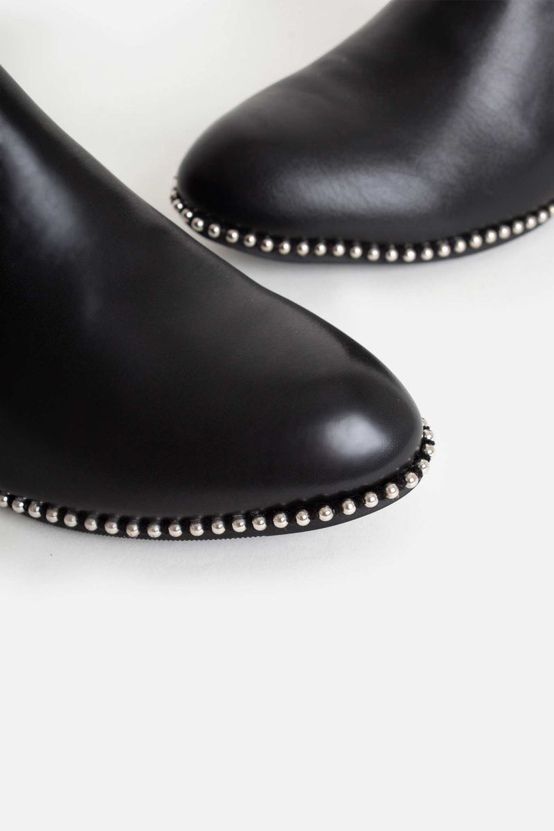 Shiloh Studded Ankle Boots in Black Vegan Leather