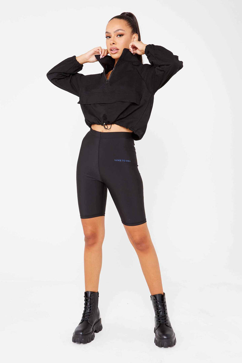 "Luxe To Kill" Black Longline Cycling Shorts