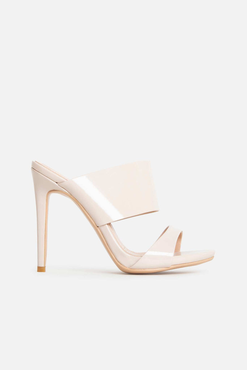 Lola Strappy Mules in Beige Vegan Leather