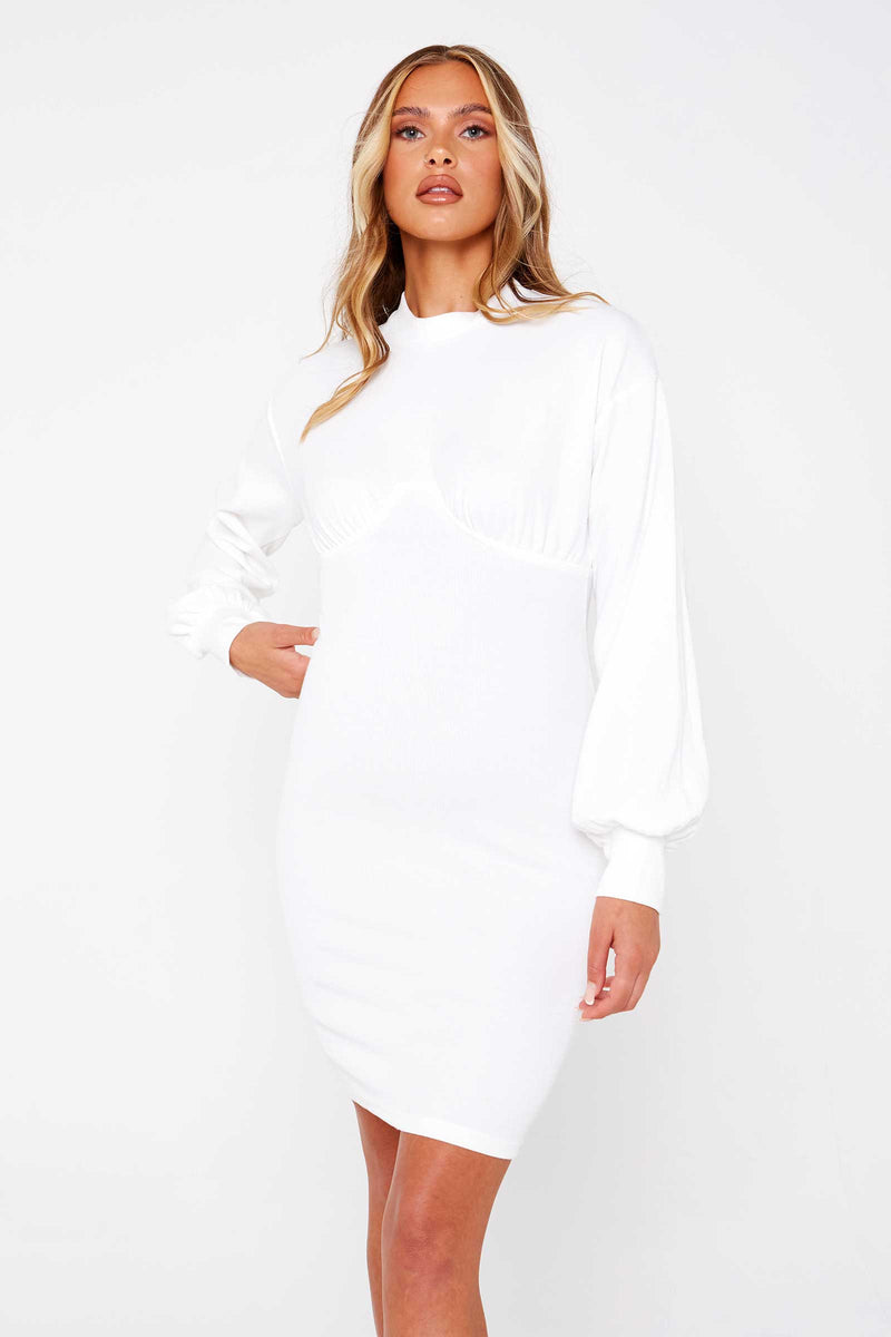 White Bustier Sweater Dress