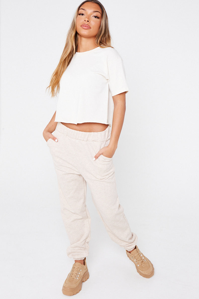 Beige Cropped T-Shirt