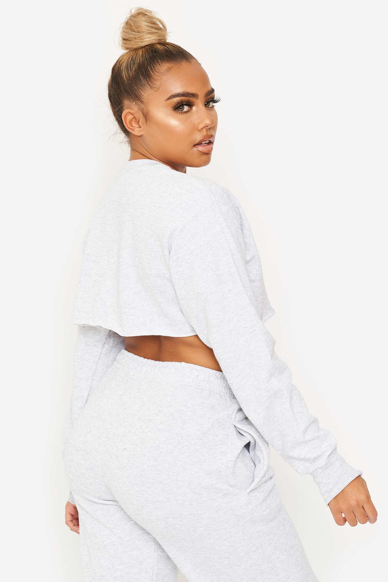 Grey Heather Cropped Sweater