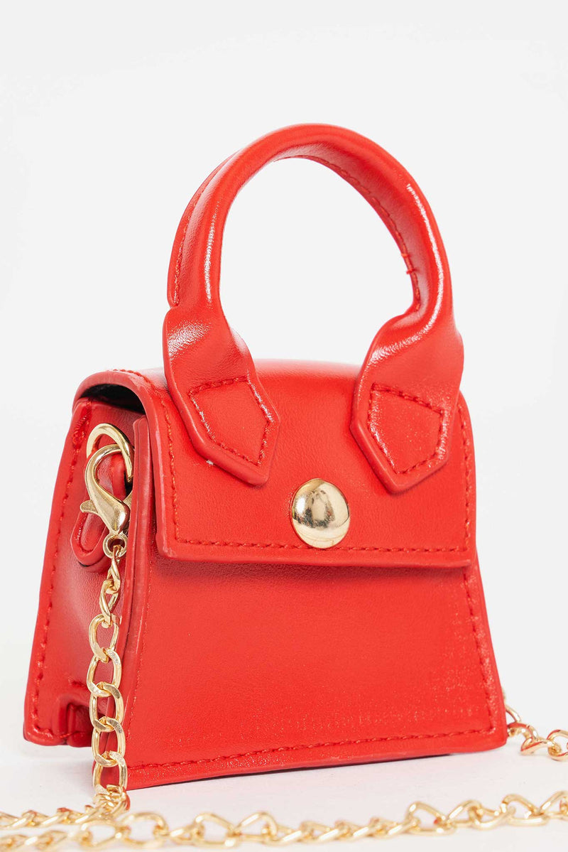 Red Vegan Leather Super Mini Bag
