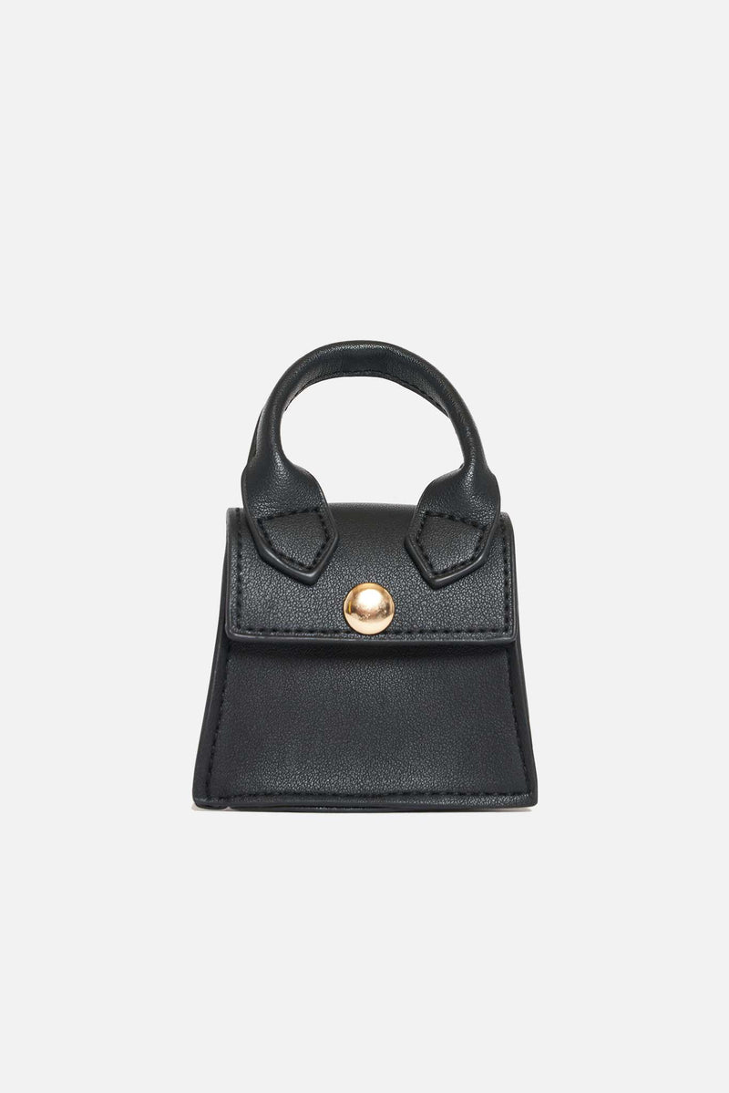 Black Vegan Leather Super Mini Bag