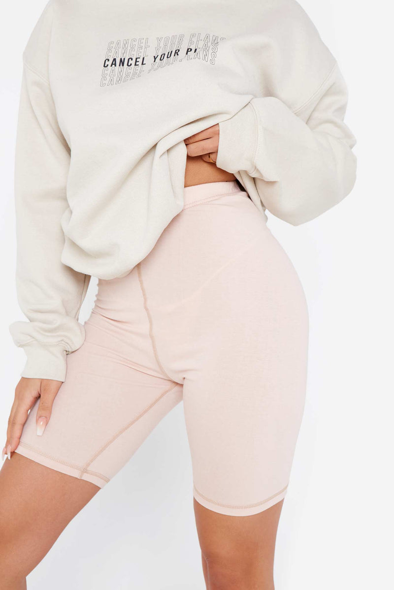 Beige Cotton Stretch Cycling Shorts