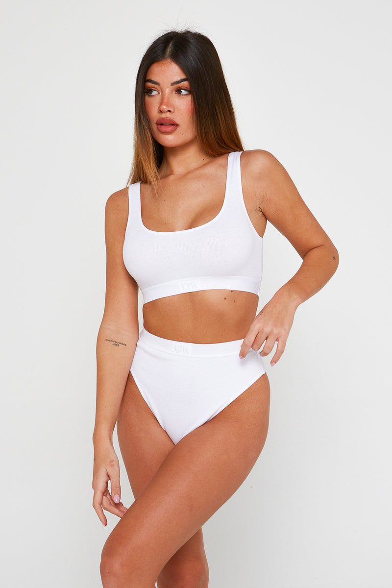 White "LTK" Ribbed High Waisted Brief