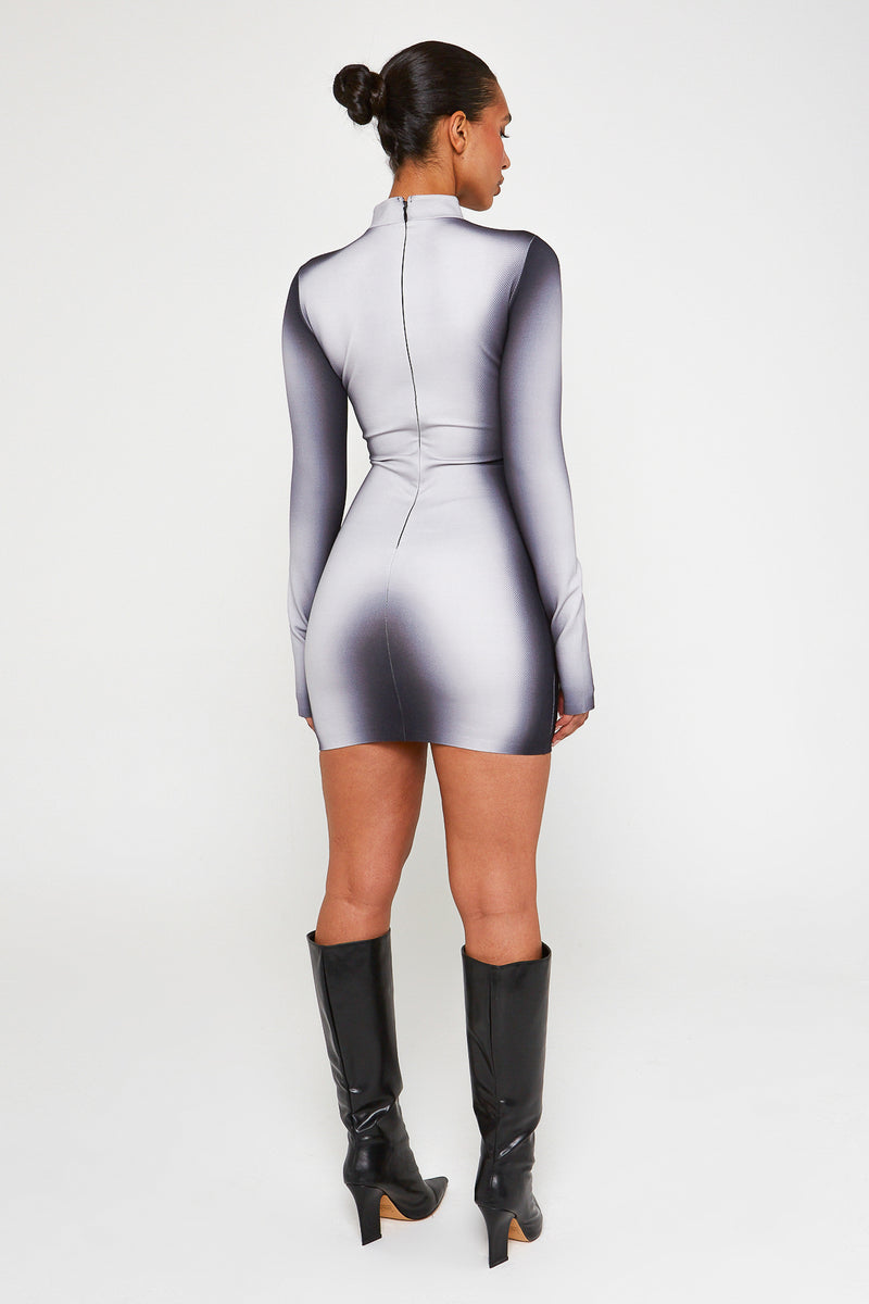 Black & White Thermo Body Print Mini Bodycon Dress